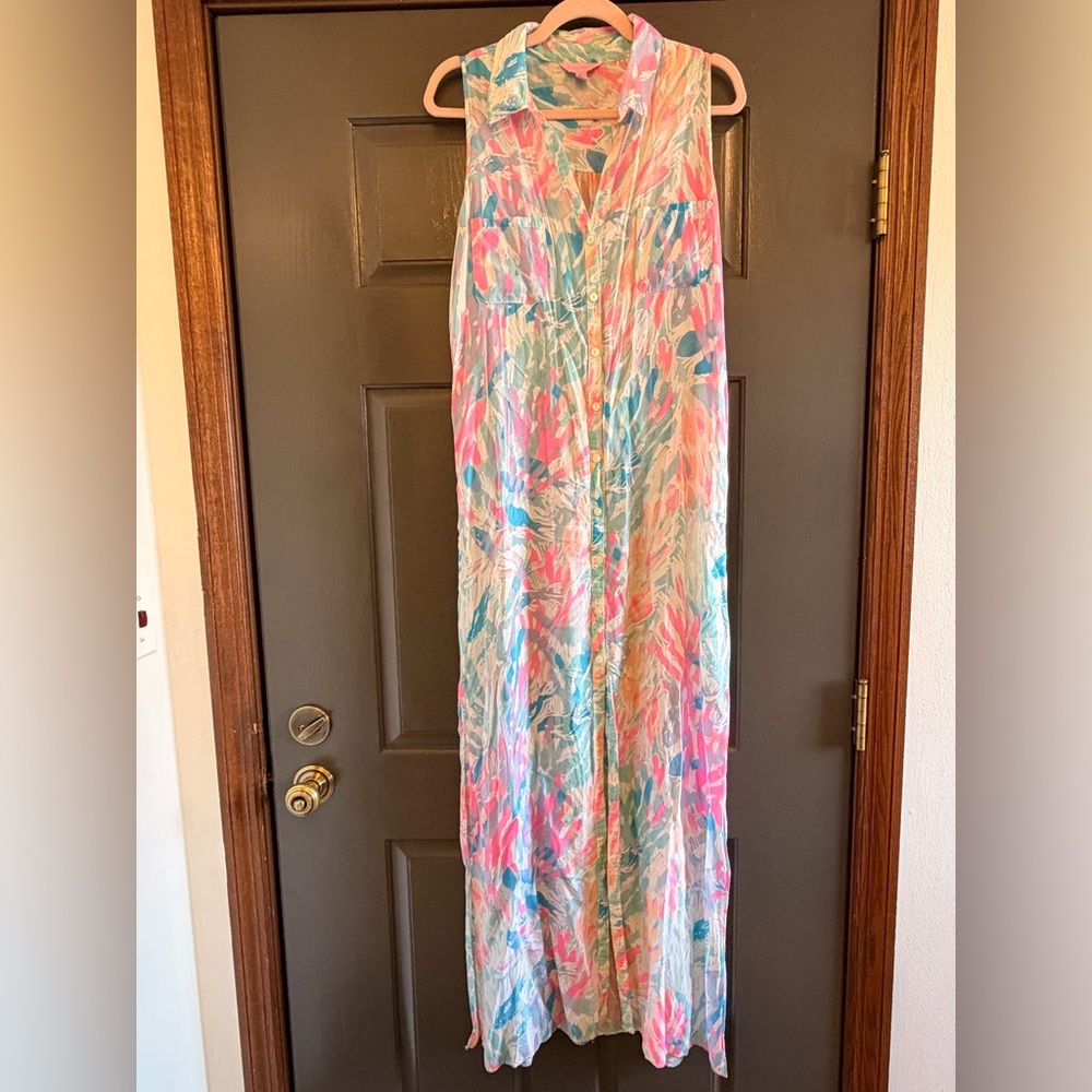 Lilly Pulitzer Pastel Coral and Aqua Print Dress